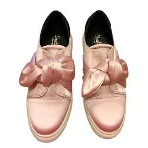 Shellys London Pink Satin Bow Sneakers